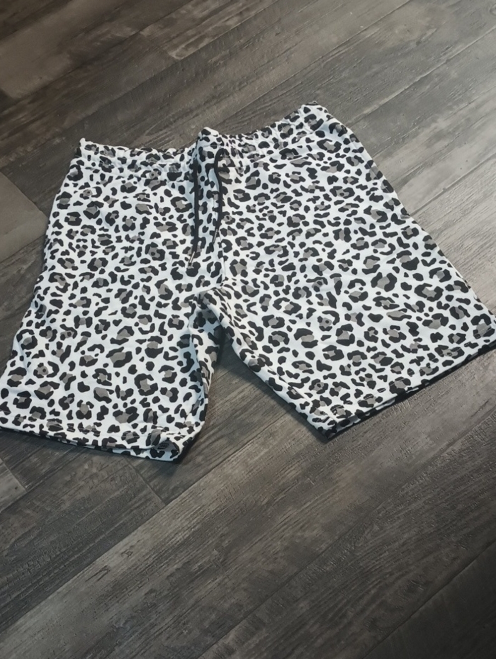 Forever 21 Black & White Leopard Print Drawstring Athletic Shorts